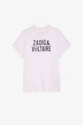 Omma T-shirt - Women's light pink cotton T-shirt with ZV signature on the front and slogan on the back