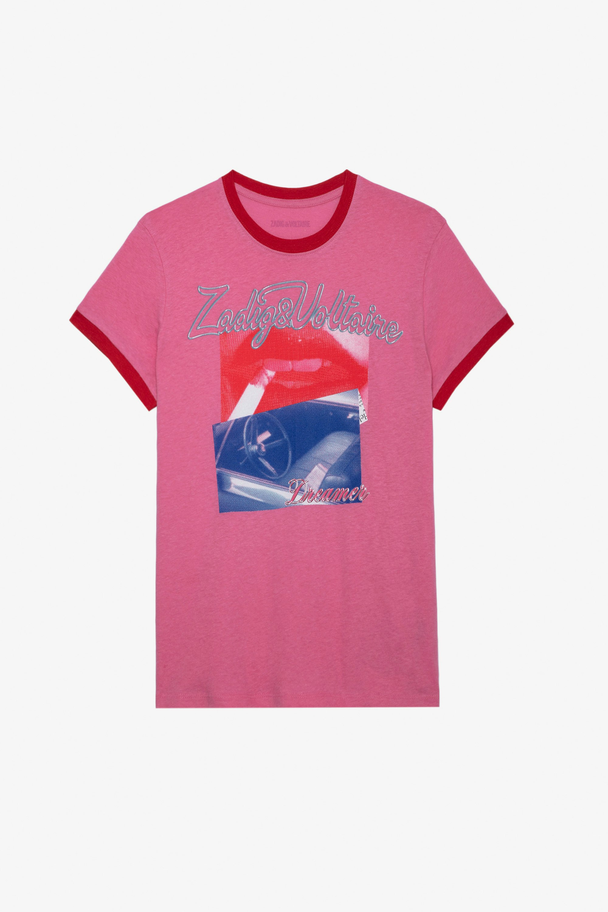 Zoe Photoprint T-shirt - Women’s pink photoprint T-shirt with contrasting trim.
