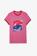 Zoe Photoprint T-shirt - Women’s pink photoprint T-shirt with contrasting trim.