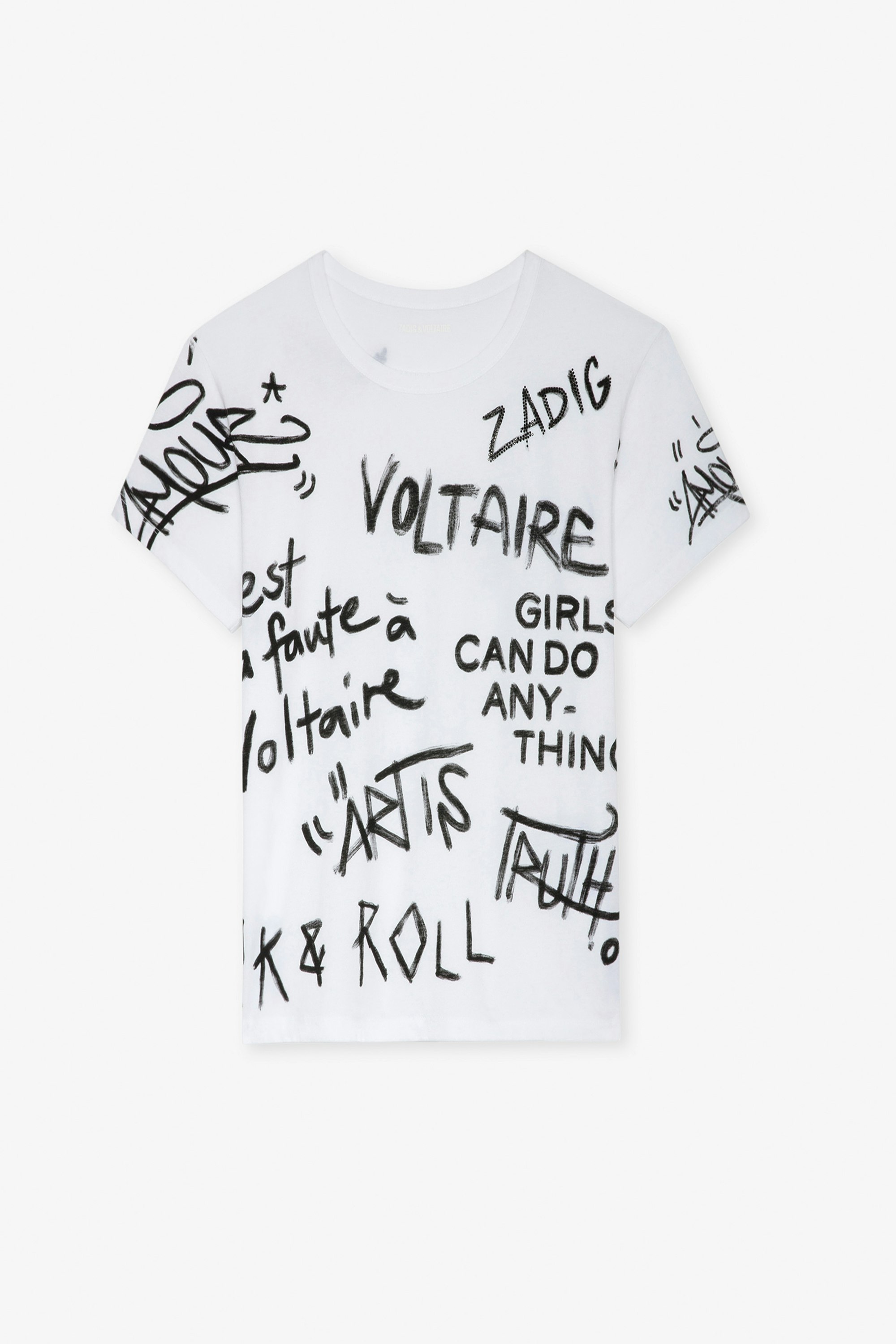 Marta T-shirt - Women’s white cotton T-shirt with Zadig&Voltaire manifesto tags print.