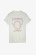 Camiseta Tommer - Camiseta de colo crudo de algodón con motivos florales para mujer.