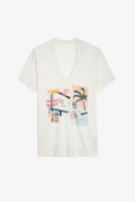 Wassa T-Shirt - Women’s ecru T-shirt with dreamer print.
