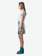 Anya Photoprint T-shirt - Women's short sleeved t-shirt with teal colored photoprint on front.