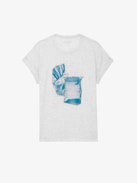 Anya Photoprint T-shirt - Women's short sleeved t-shirt with teal colored photoprint on front.