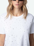 Marta Studded T-shirt - Women's short sleeved t-shirt with silver studs throughout.