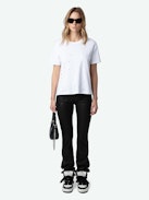 Marta Studded T-shirt - Women's short sleeved t-shirt with silver studs throughout.