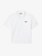 Mirta Polo - Short-sleeved cropped polo with embroidered wings on the front.