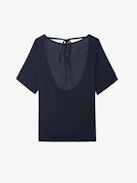Ella T-shirt - Short-sleeved t-shirt with open back and drawstring with wing charms.