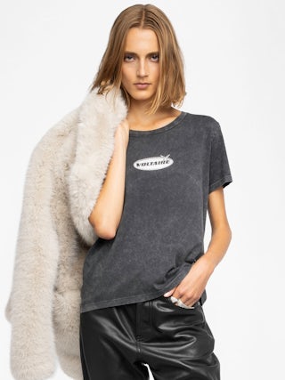 T-Shirt Alys - T-Shirt mit Rundhals und kurzen Ärmeln mit Strass-Verzierung.