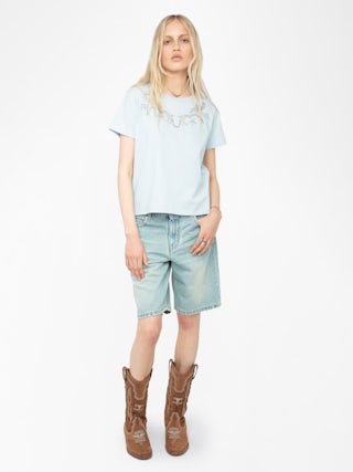 Alys T-shirt - Short-sleeved T-shirt with fishnet details.