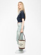 Edda T-shirt - Asymmetric short-sleeved t-shirt with rhinestones on the front.