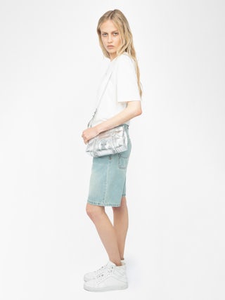 Edda T-shirt - Asymmetric short-sleeved t-shirt with rhinestones on the front.