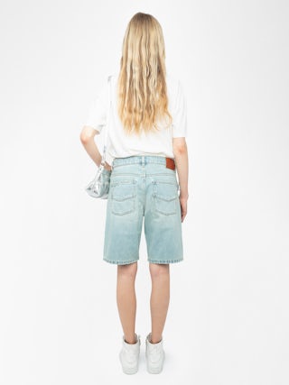 Edda T-shirt - Asymmetric short-sleeved t-shirt with rhinestones on the front.