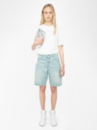 T-shirt Edda - T-shirt asimmetrica a maniche corte con strass sul davanti.