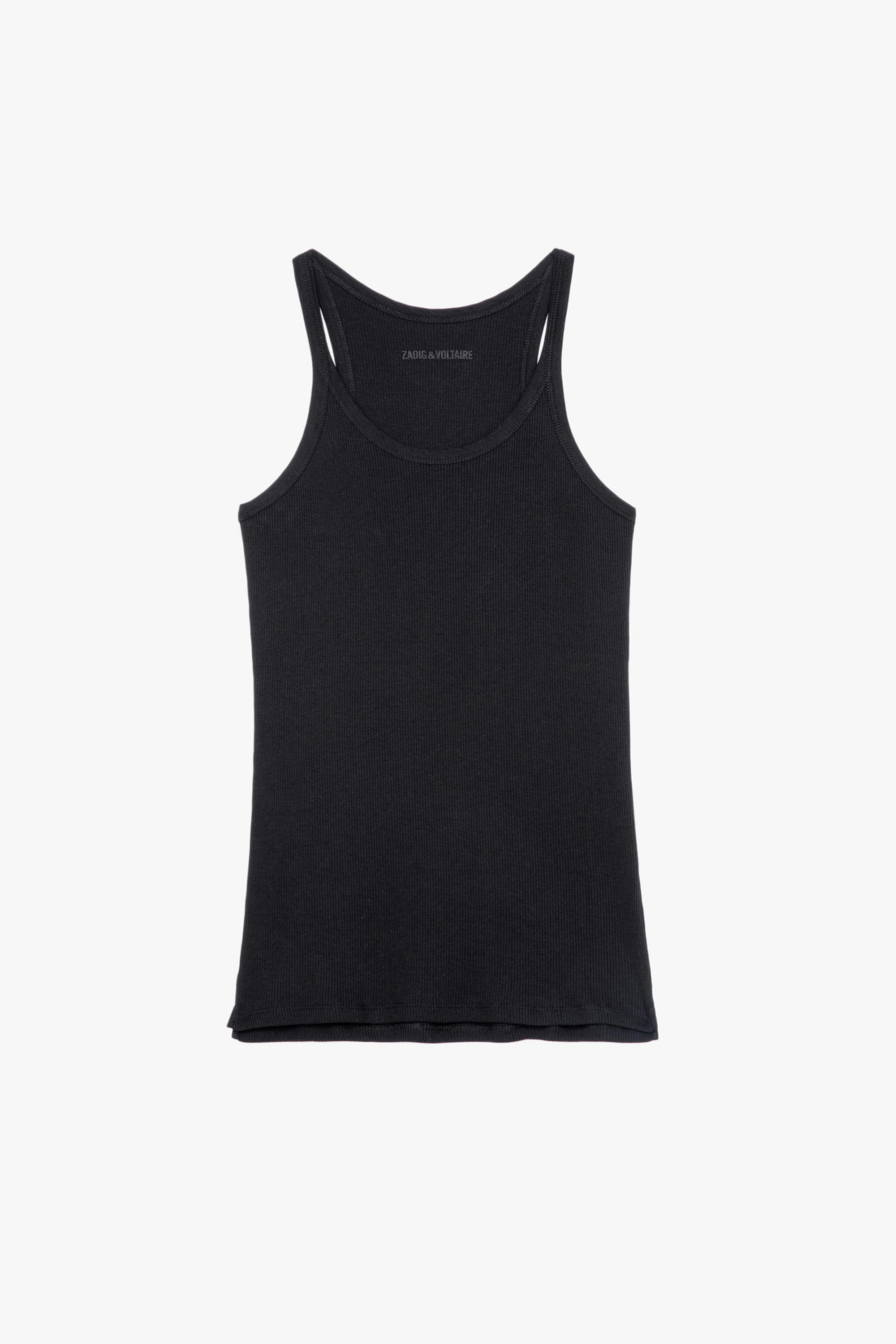 Alba Wings Tank Top - Women’s ribbed black cotton tank top with wings print on the back.