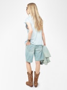 Canottiera Cloe - T-shirt senza maniche con stampa strass sul davanti.