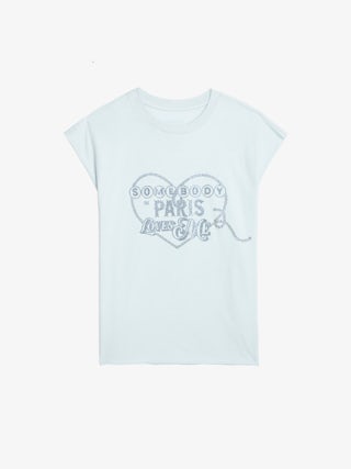 Cloe Diamanté Tank Top - Sleeveless T-shirt with rhinestone print on the front.