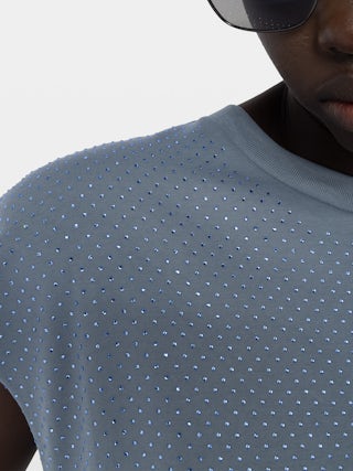 Cloe Tank Top - Sleeveless crew-neck T-shirt with rhinestones.