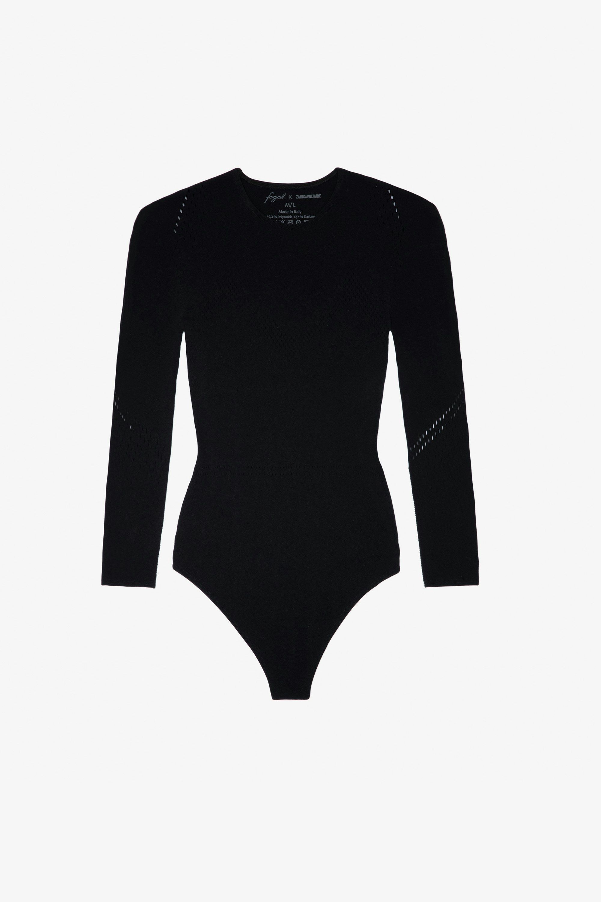 Wanda Bodysuit - Women’s black bodysuit with perforated biker details.
