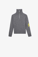Tim Children’s Jumper - Children’s grey long-sleeve jumper with contrasting arrows on sleeve