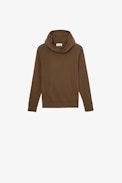 Kinderpullover Andy - Khakifarbenes Kinder-Kapuzensweatshirt mit farblich abgesetzten Pfeilen auf dem Rücken