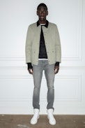 Bertie Jacket - Men's reversible military jacket in khaki cotton with velvet collar