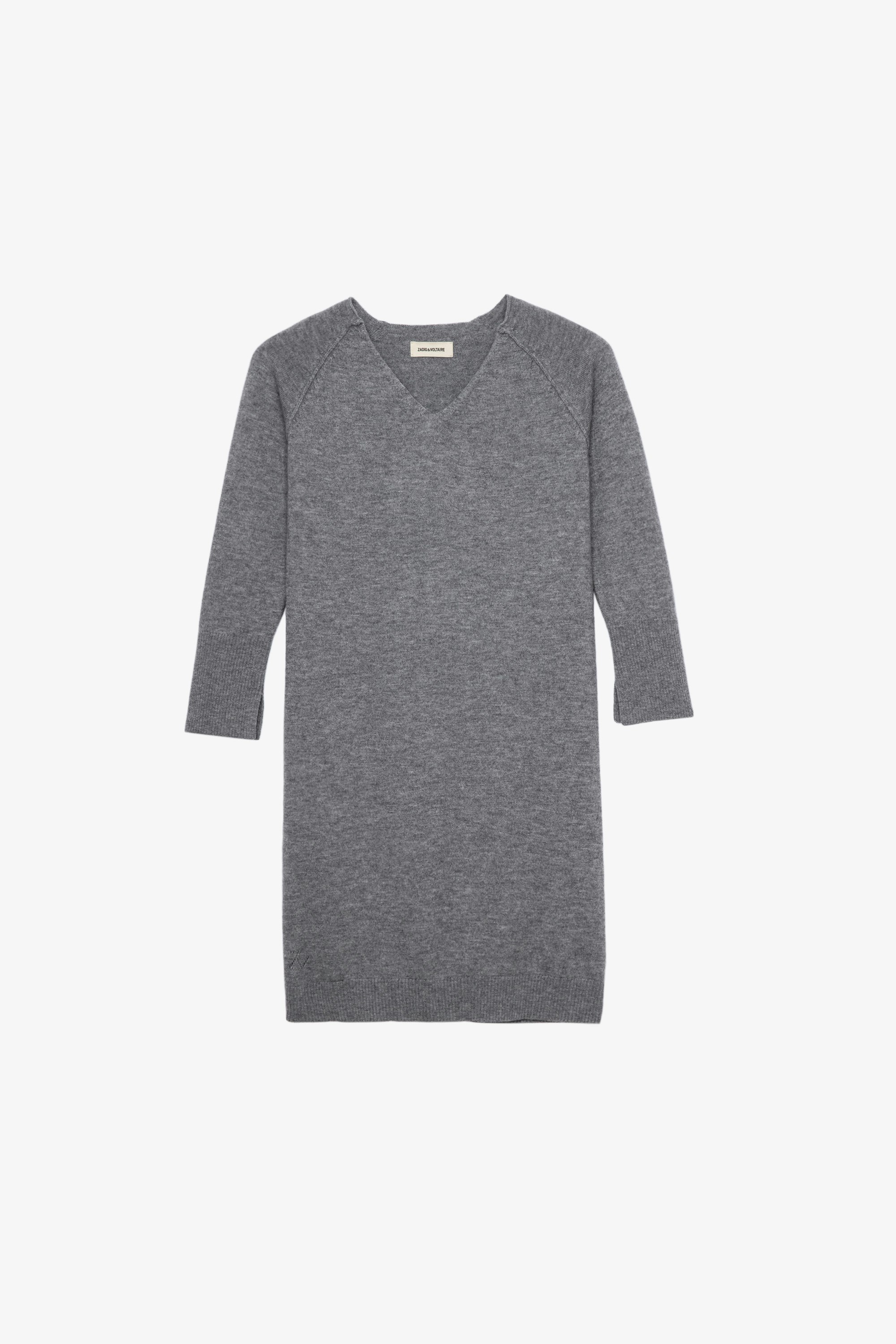 Carrie Children’s ワンピース Children’s grey long-sleeve knit dress with print on back 