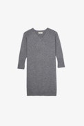 Carrie Children’s Dress - Children’s grey long-sleeve knit dress with print on back