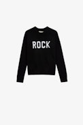 Drum Children’s Jumper - Children’s black long-sleeve knitted jumper with “Rock” message