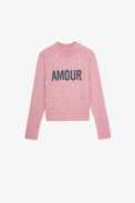 Milan Children’s Jumper - Children’s pink long-sleeve knitted jumper with contrasting “Love” message