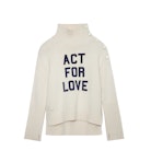 Alma Girls’ Sweater - Girls’ white knit turtleneck sweater with “Rock & Roll” embroidery.