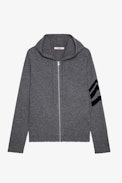 Clash Jumper 100% Cashmere - Men's gray cashmere cardigan with zipper.