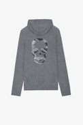 Skull Clash Cardigan - Men’s hooded wool cardigan with skull on back