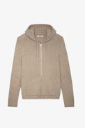 Clash Cardigan - Men’s beige merino wool cardigan with arrows on back.