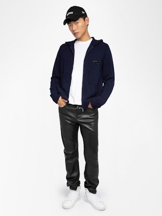 Cardigan Clash - Hooded zip-up cardigan with intarsia.