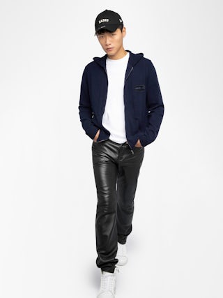 Cardigan Clash - Hooded zip-up cardigan with intarsia.