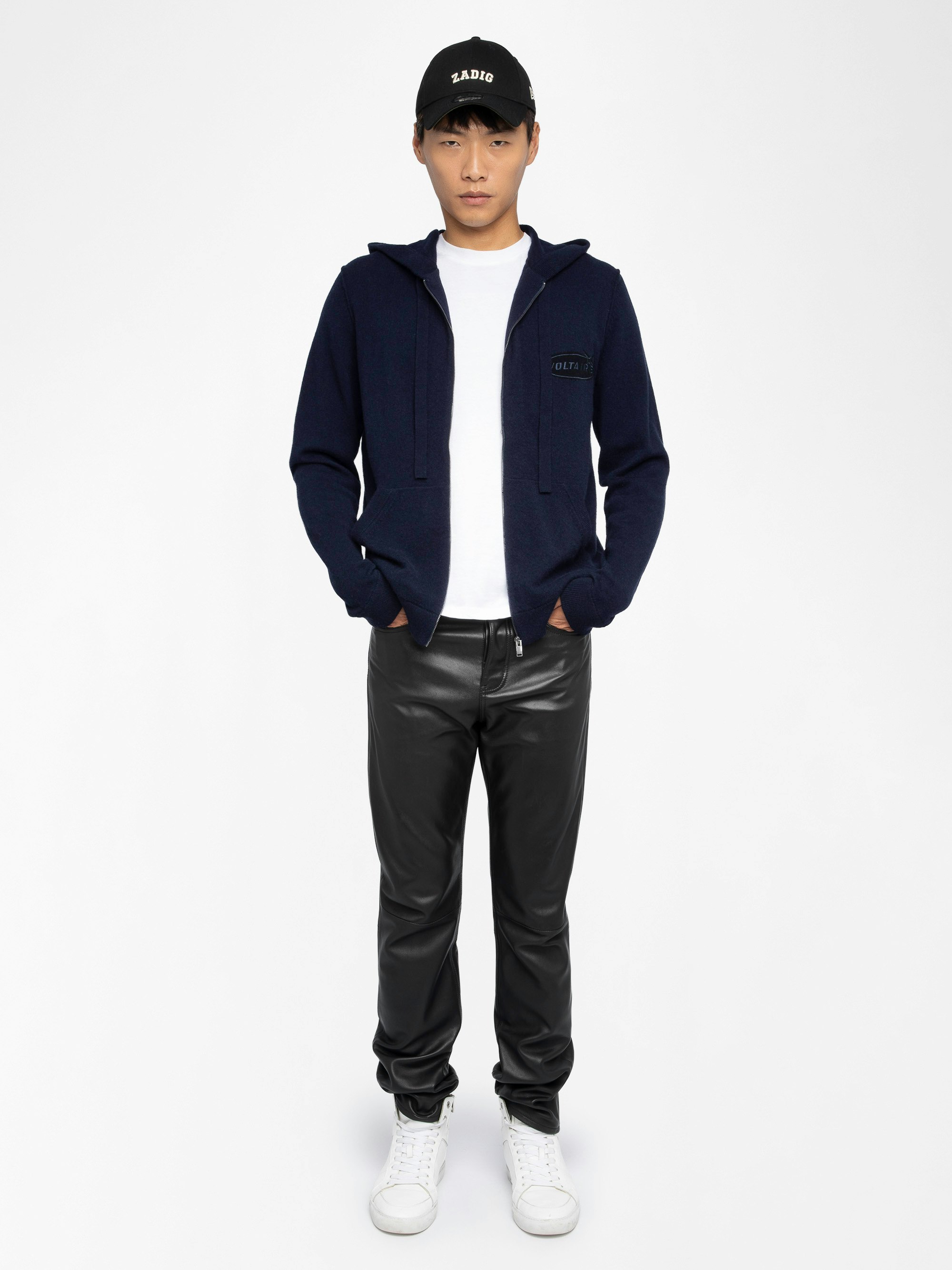 Cardigan Clash - Cardigan à capuche zippé avec intarsia.