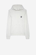 Sanchi Skull Hoodie - Men's fleece sweatshirt in flecked grey with skull patch