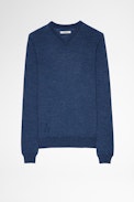 Vasko Jumper - Men’s blue merino wool V-neck sweater