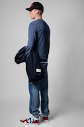 Vasko Jumper - Men’s blue merino wool V-neck sweater
