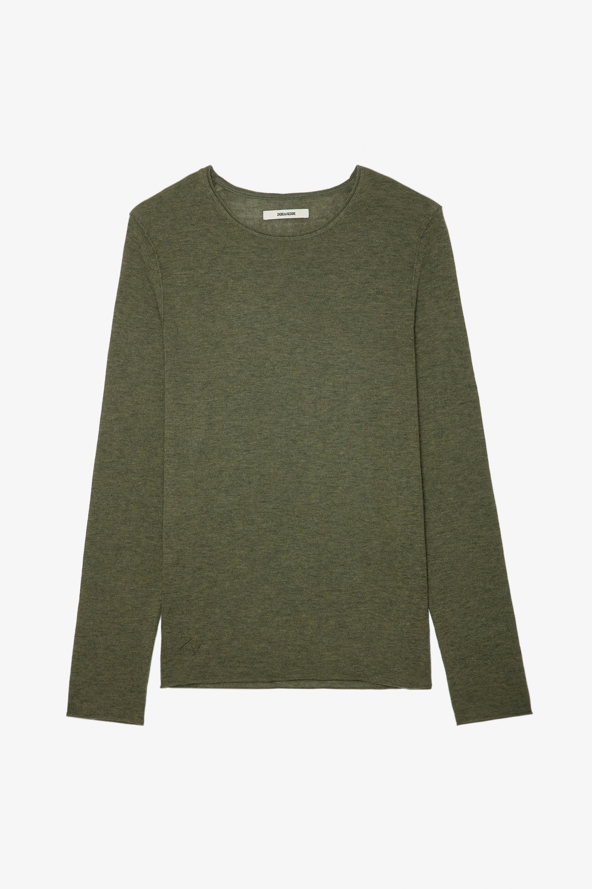 Teiss Cashmere Jumper - Men’s khaki feather cashmere sweater.