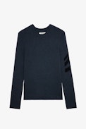 Kennedy Jumper 100% Cashmere - Men’s grey cashmere sweater with arrows on the sleeve