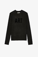 Pullover Monastir Art - Herrenpullover aus khakifarbener Merinowolle mit Art-Schriftzug
