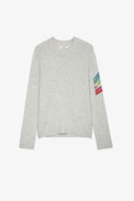 Kennedy Arrow Cashmere Jumper - Men’s cashmere sweater with round neck and long sleeves and an arrow motif on the sleeve