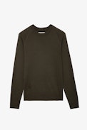 Thomaso Sweater - Men’s khaki sweatshirt with ZV embroidery.
