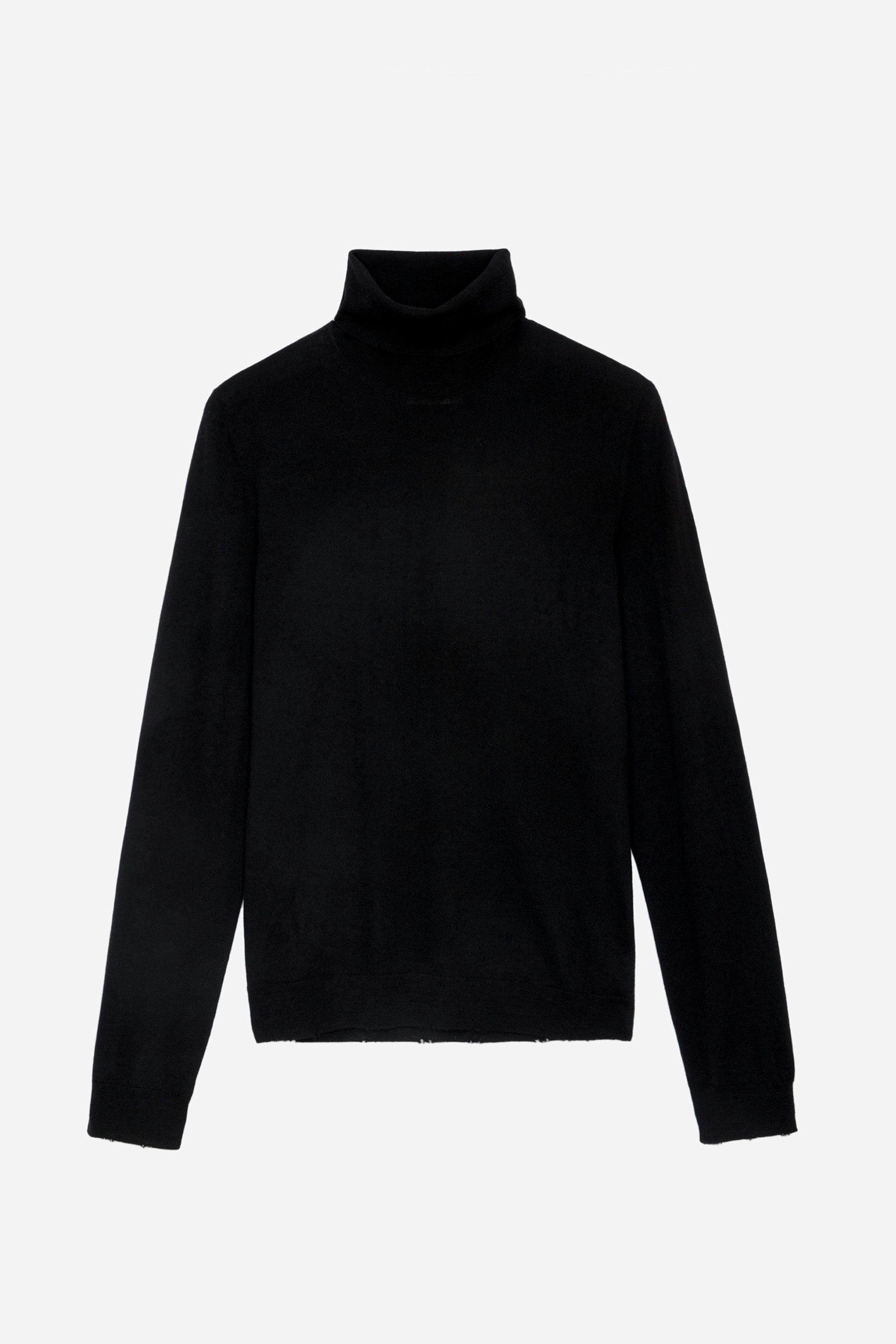 Bobby Sweater  - Unisex black merino wool turtleneck sweater.