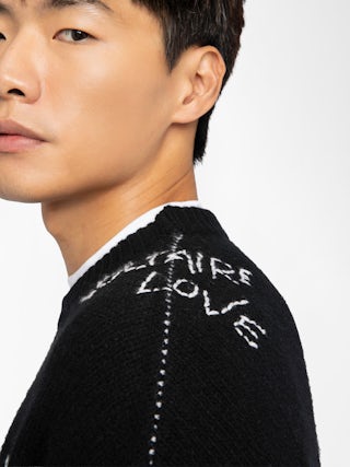 Bobo Wool Sweater - Men's merino wool sweater with embroidered details throughout.