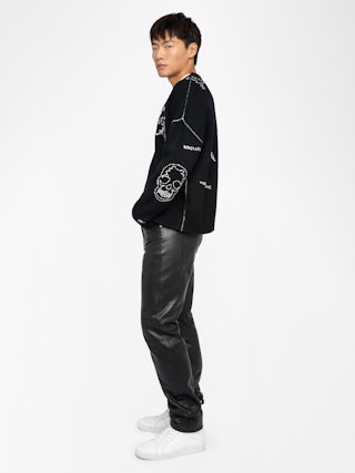 Bobo Wool Sweater - Men's merino wool sweater with embroidered details throughout.