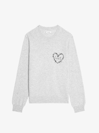 Kennedy Jumper - Jumper with round neck and heart embroidery on the front.