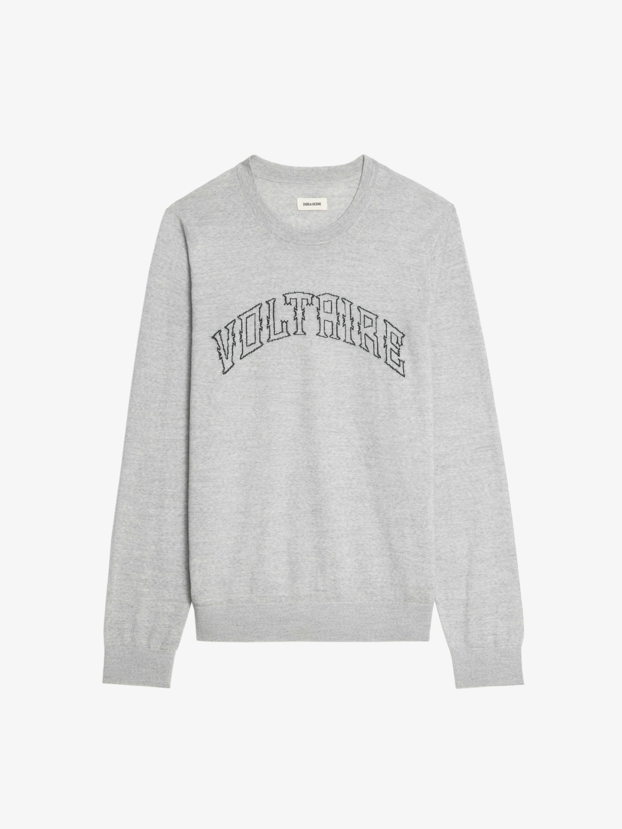 Kennedy Jumper 100% Merino Wool - Jumper with round neck and Voltaire writing on the front.